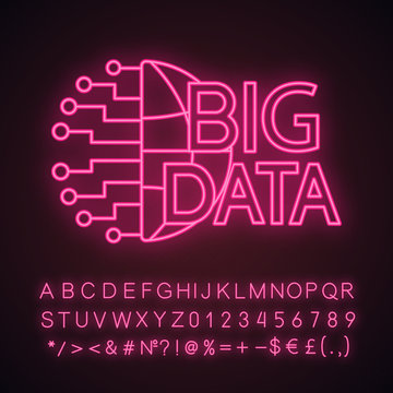 Big data neon light icon