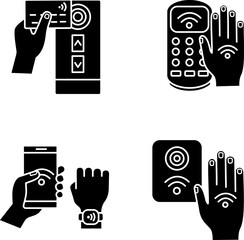 NFC technology glyph icons set