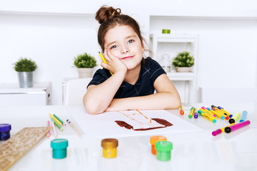 thoughtful drawing girl