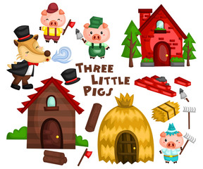 
the three little pigs in a vector set ready to be used