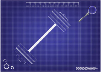 3d model of barbell on a blue