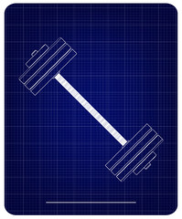 3d model of barbell on a blue