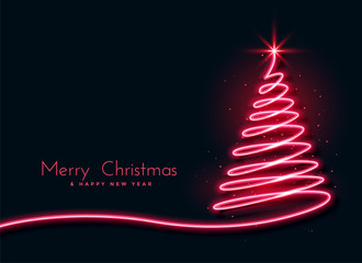 red neon christmas tree creative design background © starlineart