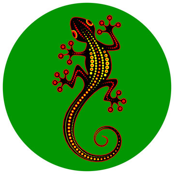 Image of an abstract lizard on a green background