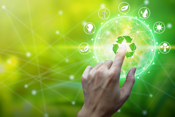 Finger touch with environment Icons over the Network