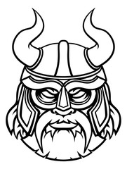Viking warrior or gladiator wearing a helmet with horns