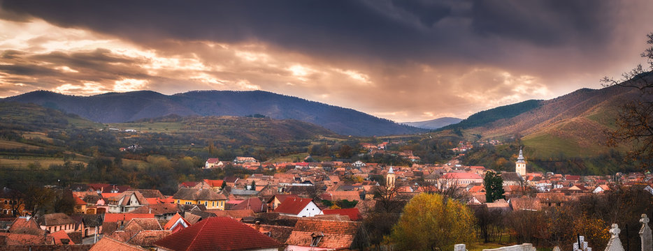 dark clouds over the village