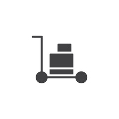 Luggage Trolley vector icon. filled flat sign for mobile concept and web design. Hotel service simple solid icon. Symbol, logo illustration. Pixel perfect vector graphics