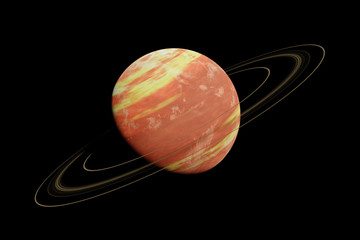 alien planet, exoplanet with ring system, exo gas giant isolated on black background  © dottedyeti