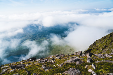 Irish mountains view from Carrauntoohil in summer