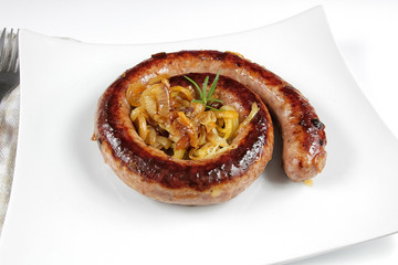grilled sausage with onion