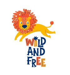 illustration of a cute lion in cartoon style