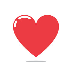 Red heart icon with highlight. Vector illustration.