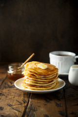 Homemade honey butter pancakes