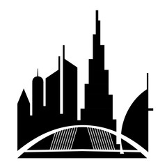 United Arab Emirates  Urban cityscape with Dubai skyscraper buildings silhouette. vector illustration isolated from white background