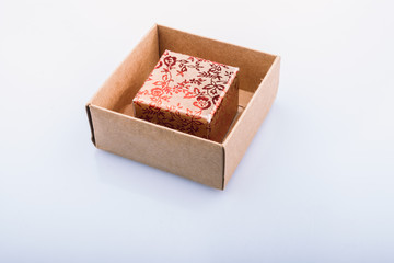 Gift box made of cardboard in view