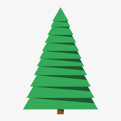 Green paper christmas tree. Vector illustration.