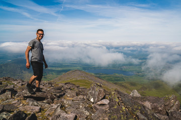 Man on the trail to mount Carrauntoohil