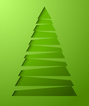 Paper green christmas tree. Vector illustratoin.