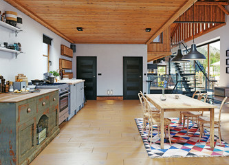 modern chalet interior.