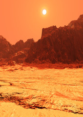 3D Rendering Planet Mars Lanscape © photosvac