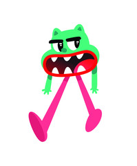 Cartoon character, monster. Vector. Mascot for the company. Image is isolated on white background. Modern illustration. Cute humanoid animal.