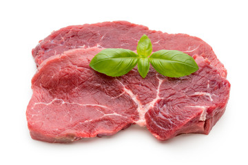 Fresh raw beef steak isolated on white.