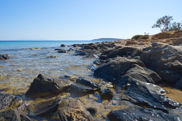 Fototapeta na wymiar Aliki beach - Aegean sea - Paros Cyclades island - Greece