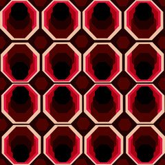 hexagons of white and red colors