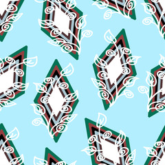 rhombs with ornament on a light blue color