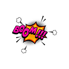 BOOM!!! Comic style phrase with speech bubble.