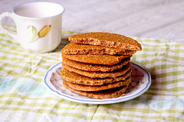 Stacked peanut butter cookies