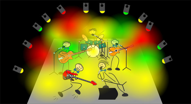 Strichm&auml;nnchenband gibt ein Rockkonzert