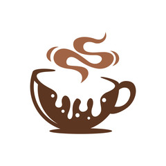 Hot Chocolate or Coffee Cups Logo Melted Delicious Drink Icon 