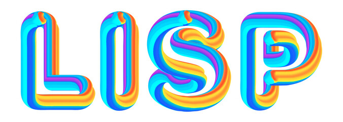 Lisp - colorful text written on white background