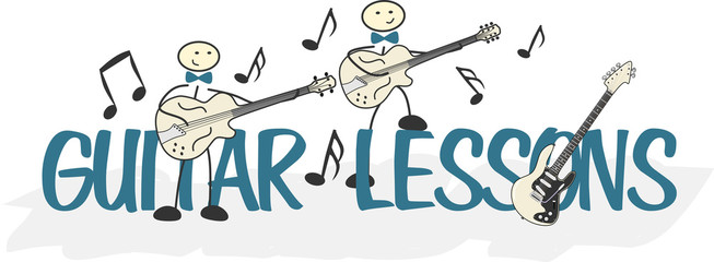 Fototapeta premium Strichmännchen - Guitar Lessons