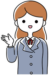 案内　スーツ　女性　笑顔　イラスト