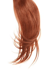 Naklejka premium Henna hair, isolated on white background. Long and disheveled ponytail