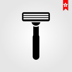 Safety razor icon in black style isolated on white background. Hairdressery symbol stock vector illustration, razor monochrome flat pictogram