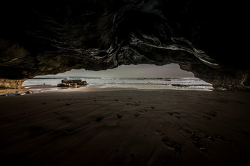 view from a cave on the Atlantic coast near Essaouira, Morocco