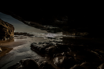 Obraz premium view from a cave on the Atlantic coast near Essaouira, Morocco
