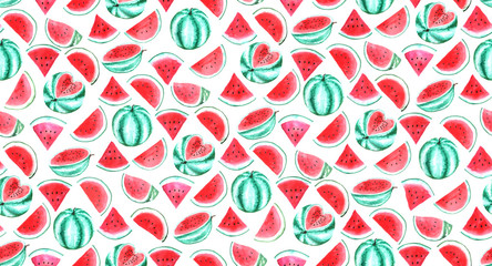 seamless texture with watercolor watermelon