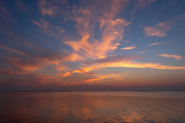Yellow clouds and blue sky