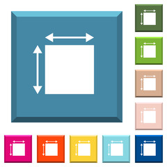 Elemet dimensions white icons on edged square buttons