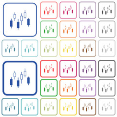 Fototapeta premium Candlestick chart outlined flat color icons