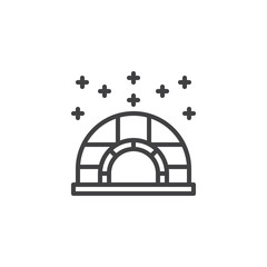 Winter shelter outline icon. linear style sign for mobile concept and web design. Igloo ice house and snow simple line vector icon. Symbol, logo illustration. Pixel perfect vector graphics
