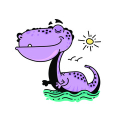 Happy Kid Dragon Dinosaur Monster Vector Illustration Clipart