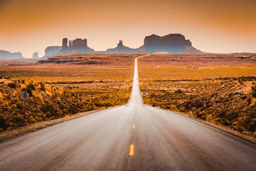 Washable wall murals Arizona Classic highway view in Monument Valley at sunset, USA