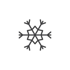 Snowflake decoration outline icon. linear style sign for mobile concept and web design. Winter snowflake ornamental simple line vector icon. Symbol, logo illustration. Pixel perfect vector graphics