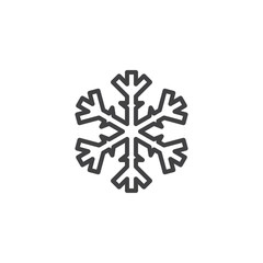 Snowflake decoration outline icon. linear style sign for mobile concept and web design. Winter snowflake ornamental simple line vector icon. Symbol, logo illustration. Pixel perfect vector graphics